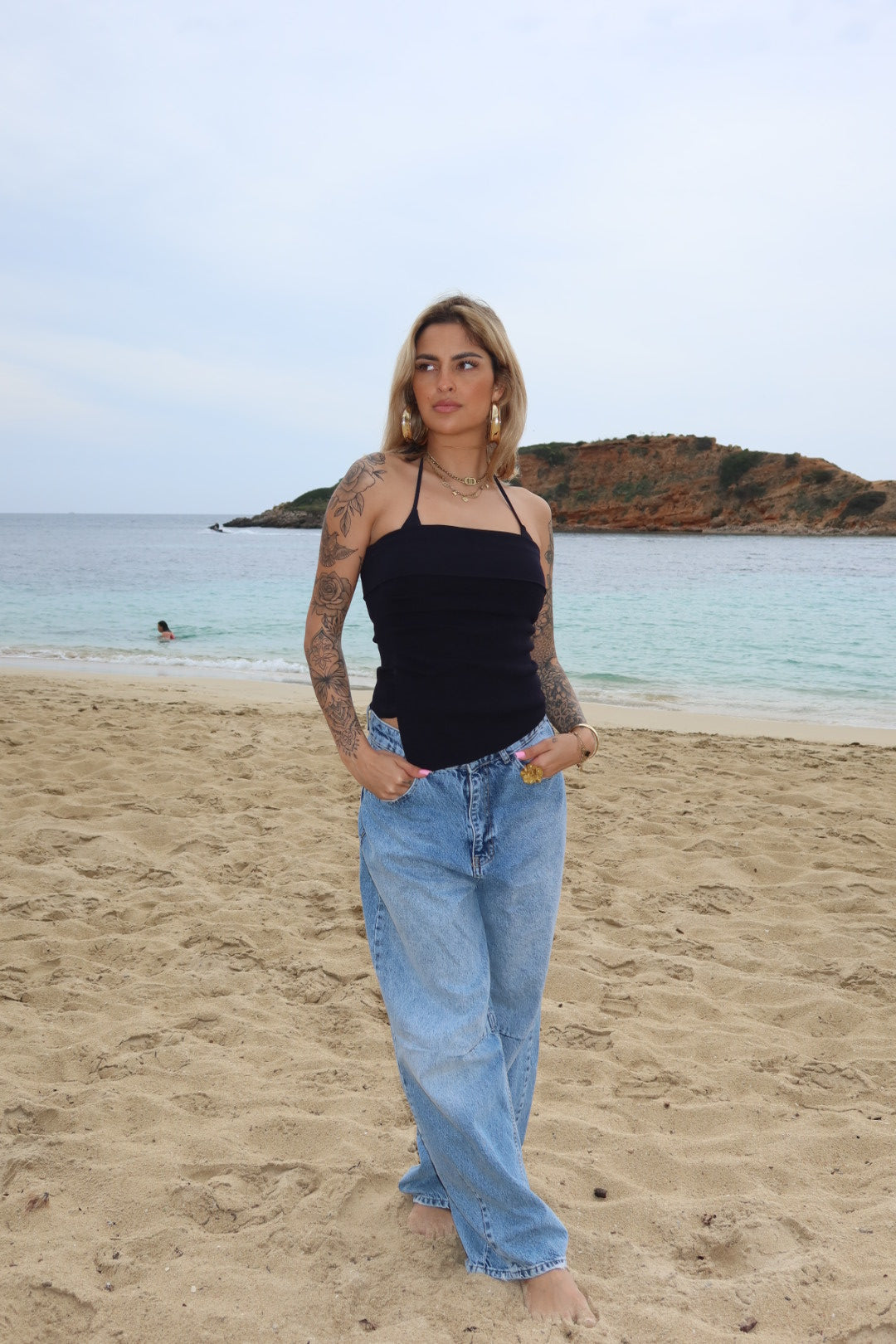 Off Shoulder Oberteil Schwarz